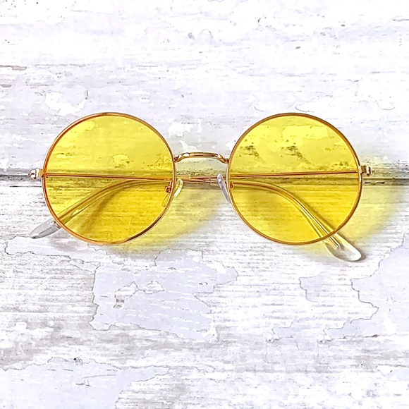 Urban Outfitters Accessories - Yellow Tinted Retro Round Festival Sunglasses Unisex Glasses Mens Women’s NEW